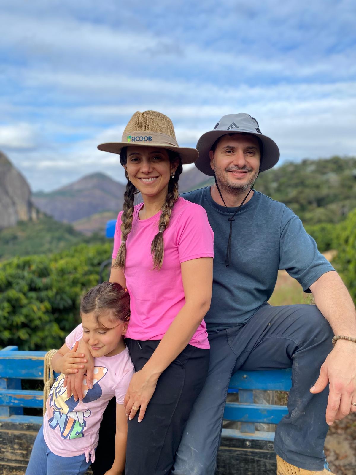 The Silva family at the coffee field in Laranja da Terra